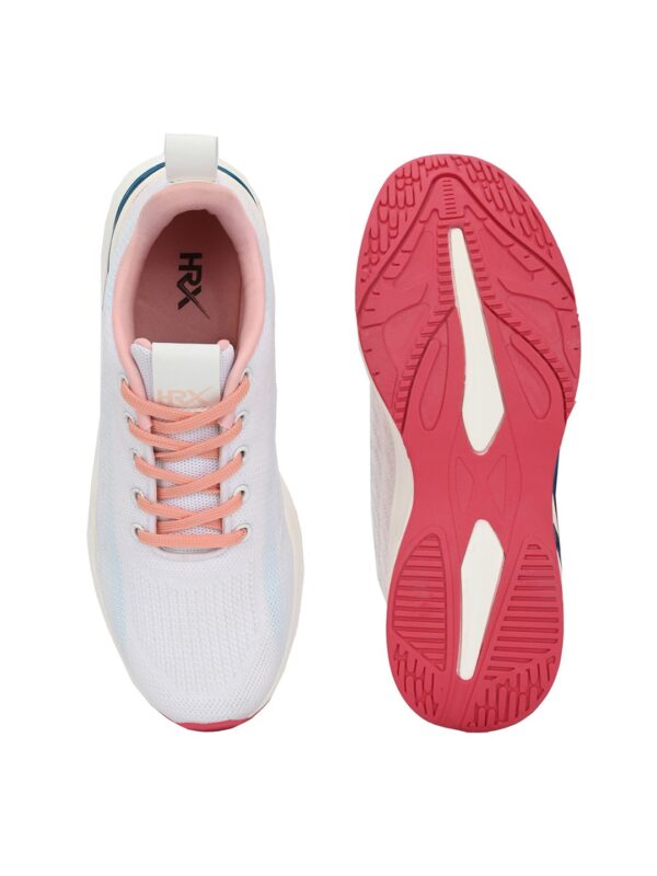 Women White & Pink Lace-Up Running Shoes - Image 2