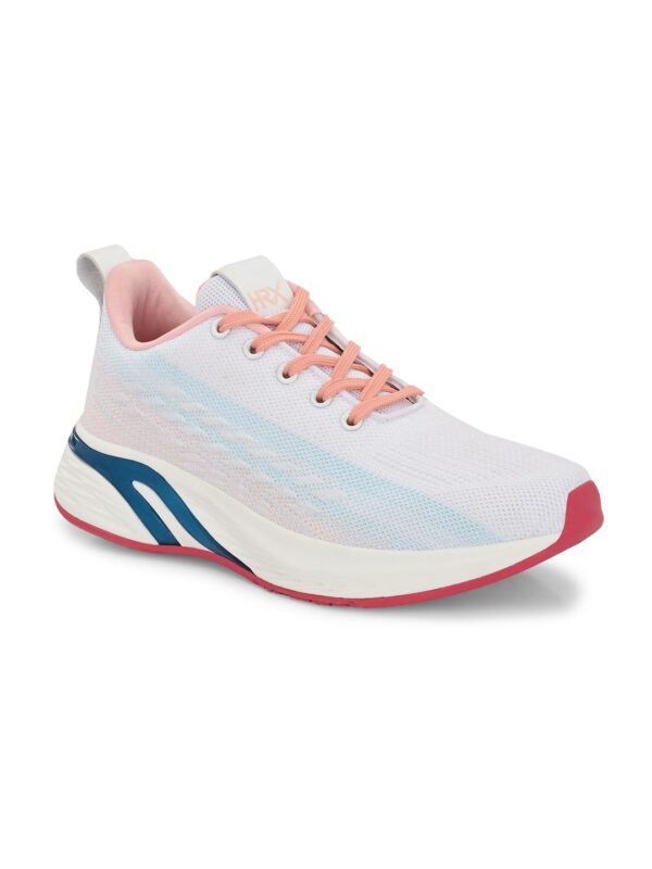 Women White & Pink Lace-Up Running Shoes - Image 3