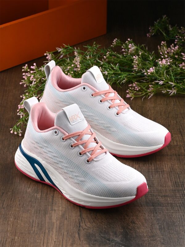 Women White & Pink Lace-Up Running Shoes